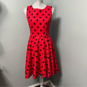 GRACE KAREN polka dot fit and flare cocktail dress size large sleeveless wedding